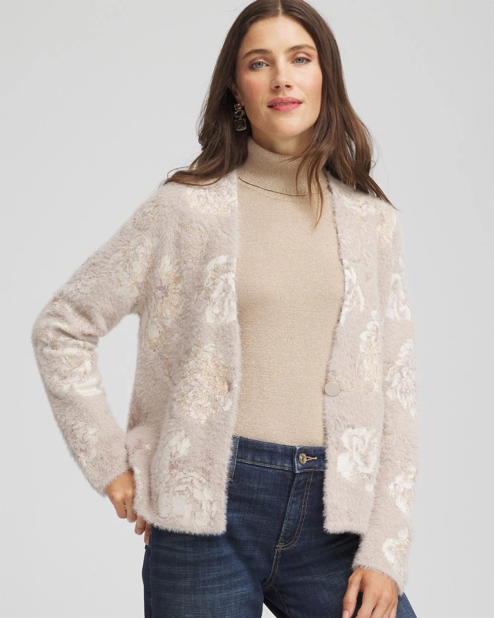 Fuzzy Jacquard Boyfriend Cardigan | Chico's